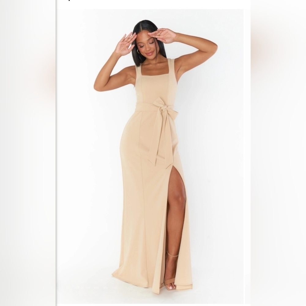 Show Me Your Mumu Paris Gown Champagne Stretch Romantic Minimalist Size Medium - Picture 7 of 7